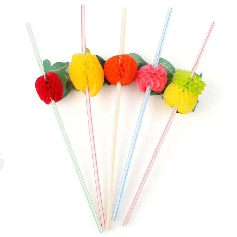 50pcs Drinking Straws Disposable Colorful Fruit Style Party Funny Juice