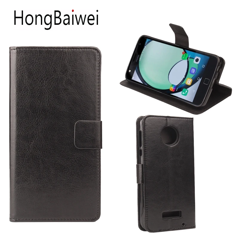 

HongBaiwei for Moto Z Play Case Cover Luxury Leather Crazy Horse Flip Card Slot Wallet Phone Bag Case for Moto Z Play