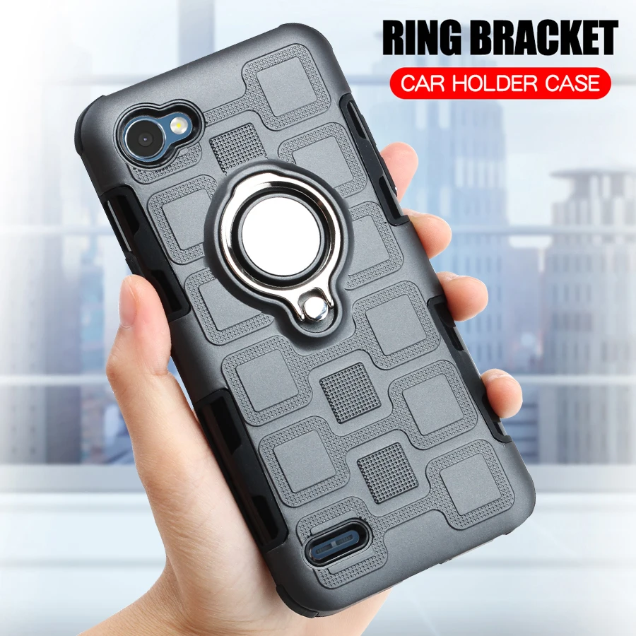 

Cover For LG Q6 Silicone Case For LG Q6 Plus Back Cover Armor Hard Shockproof Phone Case For LG Q6 Q6 Plus TPU Ring Stand Cases