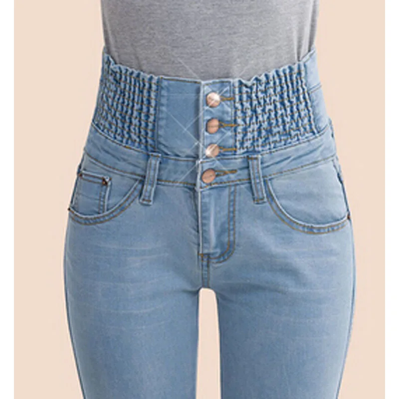 Джинсы с принтом модные женские туфли с эластичной резинкой Высокая талия узкие стретчевые джинсы весенние джинсы для женщин средства ухода за кожей Размеры