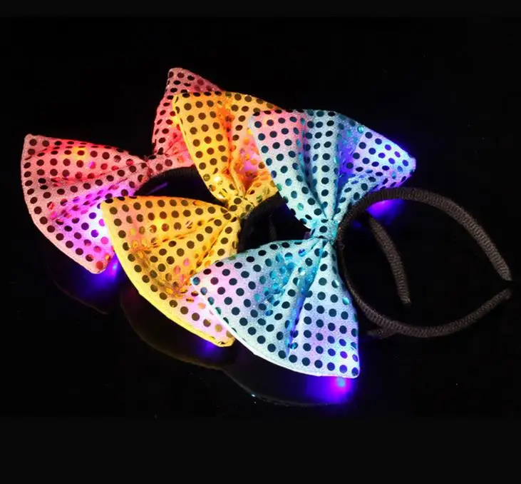Sequins LED headband Light Up party hat luminous Flashing Blinking