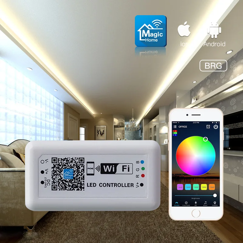 

Smart Home Dimming Remote Control DC12-24V Led WIFI Controller For RGB Strip Music Timer Mode By IOS and Android Mobile Control