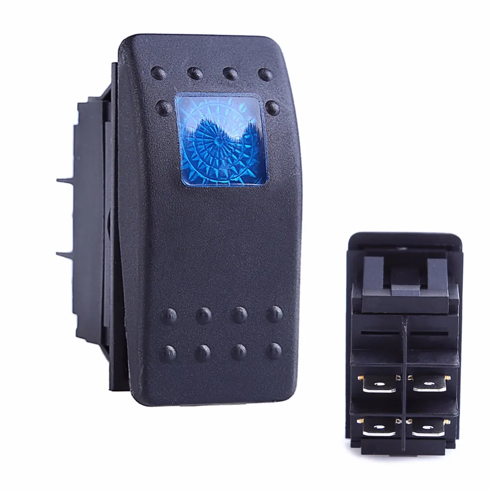 5pcs 12V 20A Car Boat Green LED Light Rocker Toggle Switch 4-Pin On-Off Switch