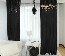 2pc Sequin Curtain-3x8ft, Shimmer Sequin Fabric Photography,Sparkle Sequin Curtains Backdrop Background-Black Decoration-a
