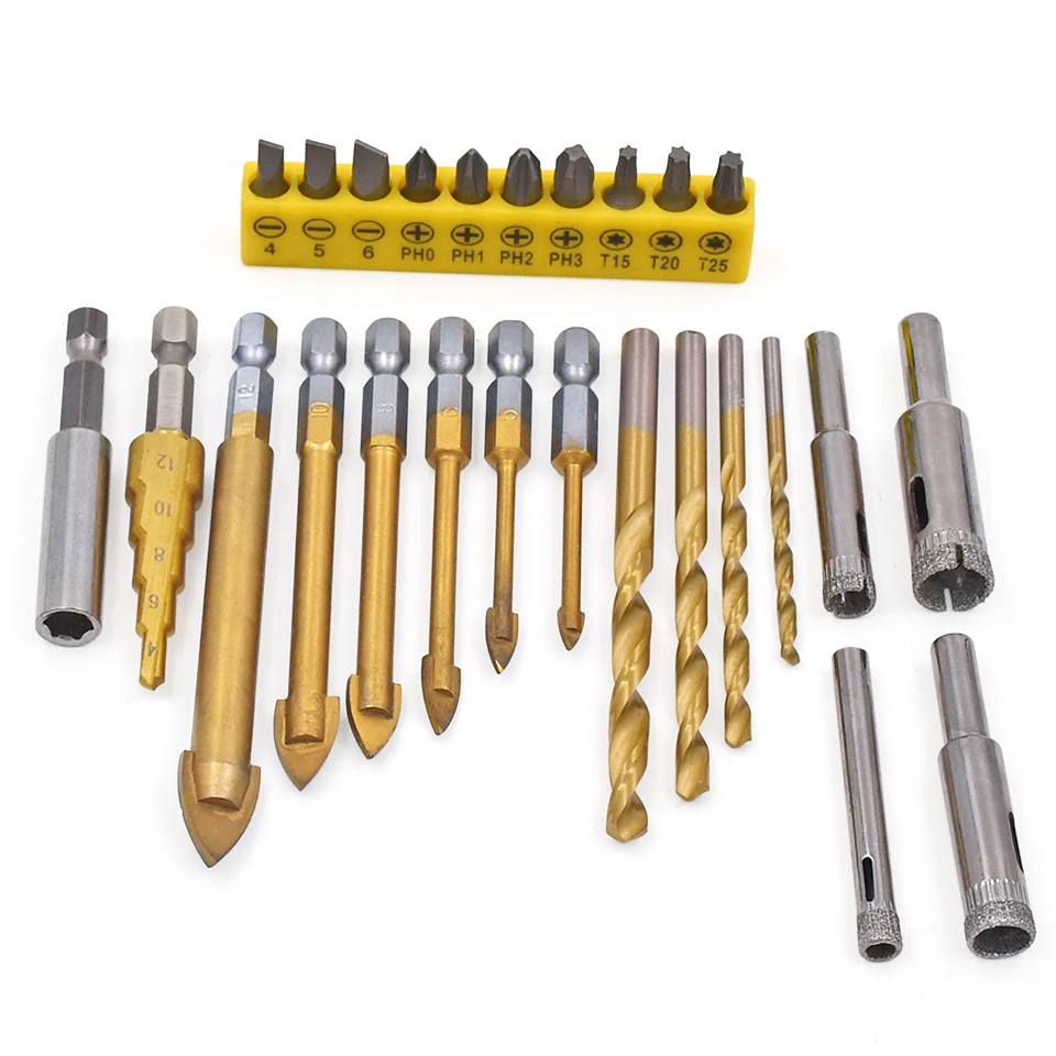 Sutekus 13 PCS Titanium Coated Drill Bit Kit Impact Drill Bit Set 13pcs