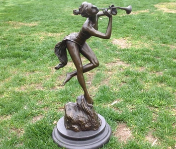 

Art Deco Sculpture Girls play musical instrument Bronze Statue