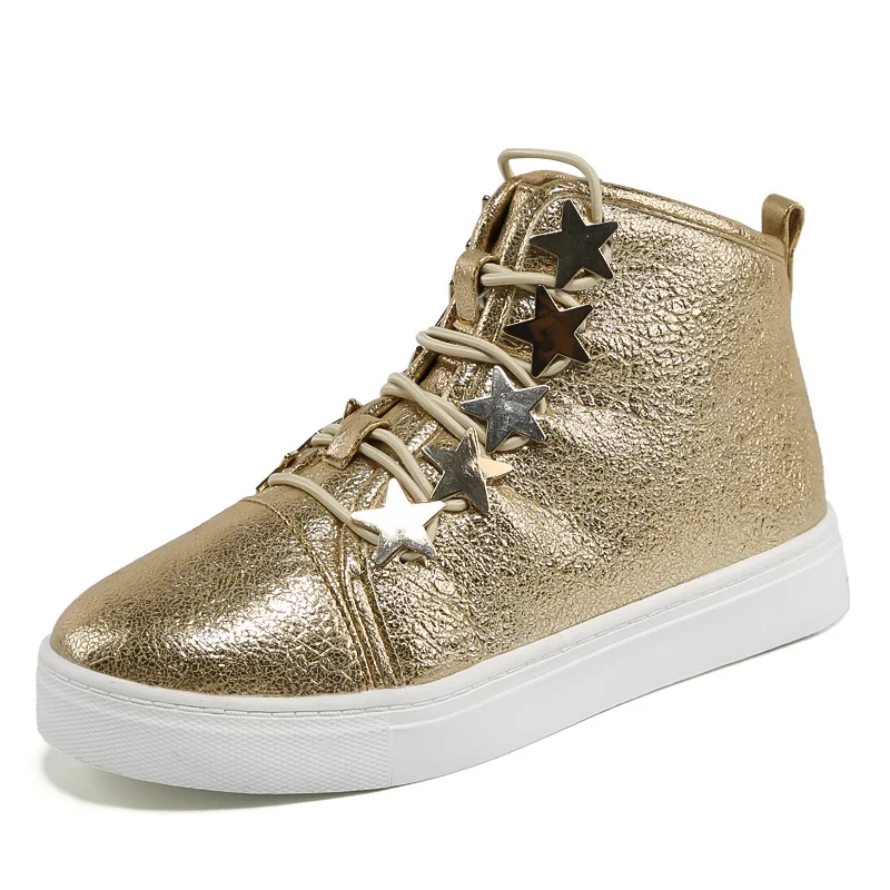 

Bekamille New Children Sport Shoes Fashion Solid Color Star PU Leisure Sneakers Kids Girls Running Shoes Gold Pink White