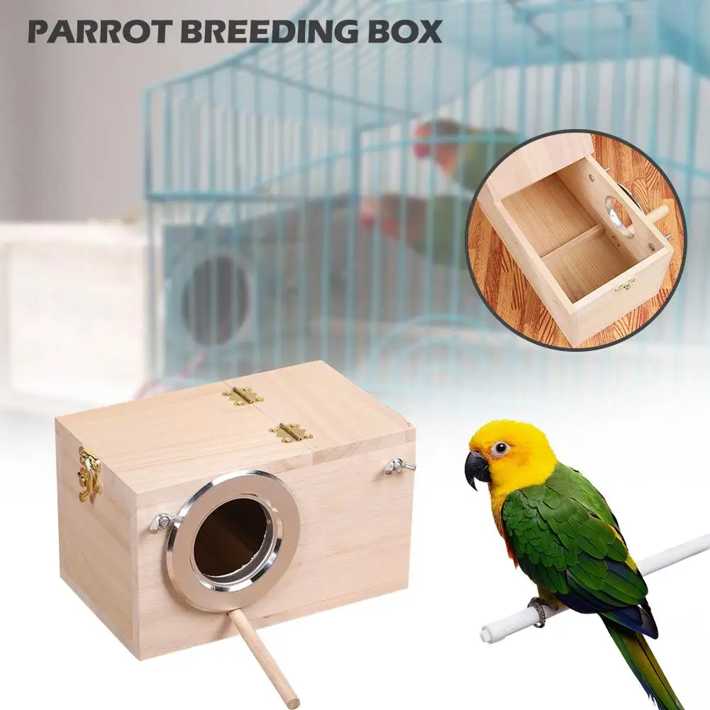 Деревянный инкубатор для попугаев птица отдыхает на стороне насест для попугая коробка для разведения комфорт дома легко чистить