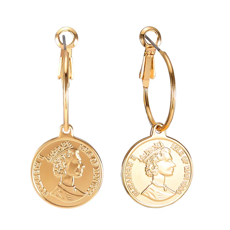 

Trendy Vintage Medusa Gold Coin Portrait Pendant Drop Dangle Earrings for Women Ethnic Belief Circle Earrings Charm Jewelry Gift