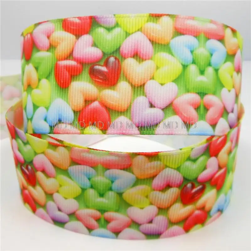 50 ярдов/партия Love Heart Bubble Candy Girl напечатанная лента Grosgrain сахарная пищевая