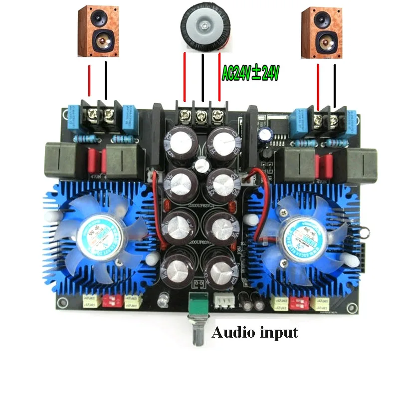 Tda8954-й двухъядерный цифровой усилитель мощности 420 Вт+ 420 Вт 2,0 Двухканальный аудио усилитель плата с двумя вентиляторами AC 24 В B8-005
