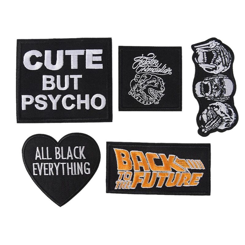 

Brand new high quality All Black Everything Iron On Embroidery Patches Stickers On Clothes DIY Applique Badge