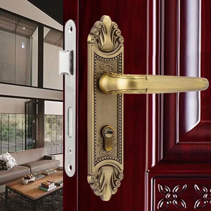 Европейская мода и элегантный алюминиевый сплав внутренняя защелка болт Дверная панель замок ручка цилиндр античная латунь для 35-50 мм двери
