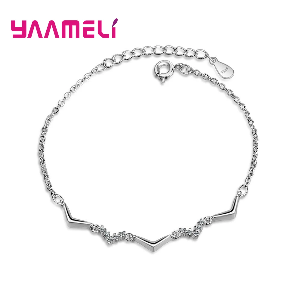 Для женщин и девочек, ювелирные изделия с кристаллами, простой стиль, высокое качество, кубический цирконий, браслеты, Новое поступление, 925 пробы, Серебряный подарок