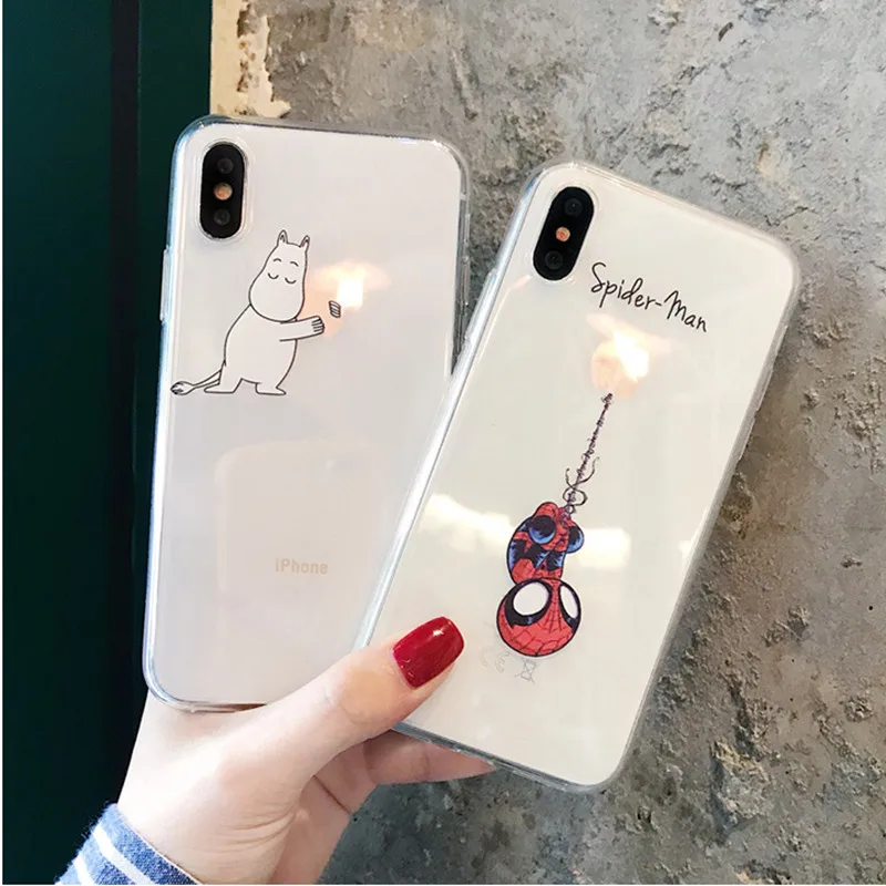 

Funny Cartoon Transparent Phone Case for iPhone X XS Max XR Cute Case for iphone 8 7 6 6S Plus 7Plus Soft TPU Clear Back Cover