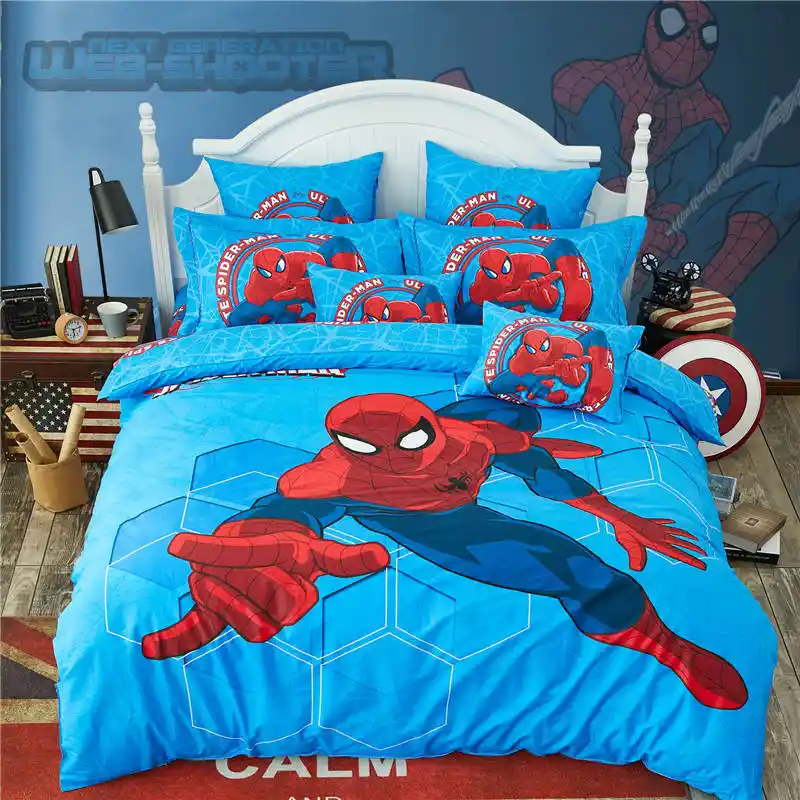 Blue And Red Spider Man Bed Linen Cotton Printed Duvet Cover