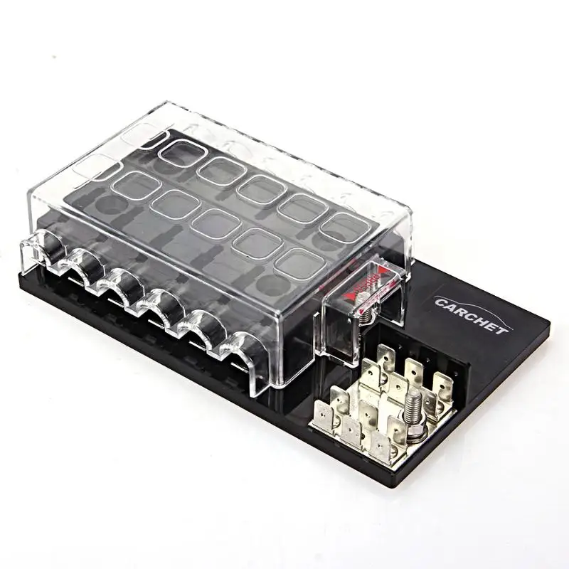 CARCHET Fuse Box 12 Way Block Holder Circuit Fuse Box with Cover for ... CARCHET Fuse Box 12 Way Block Holder Circuit Fuse Box with Cover for ...
