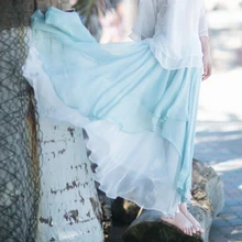 IRINAW676 Новое поступление Женская пляжная стильная длинная Асимметричная шифоновая юбка с большим низом летняя