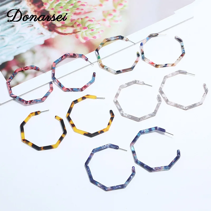 

Donarsei Simple Geometric Acrylic Earrings For Women Acetic Acid ZA Fashion Leopard Drop Dangle Earrings Party