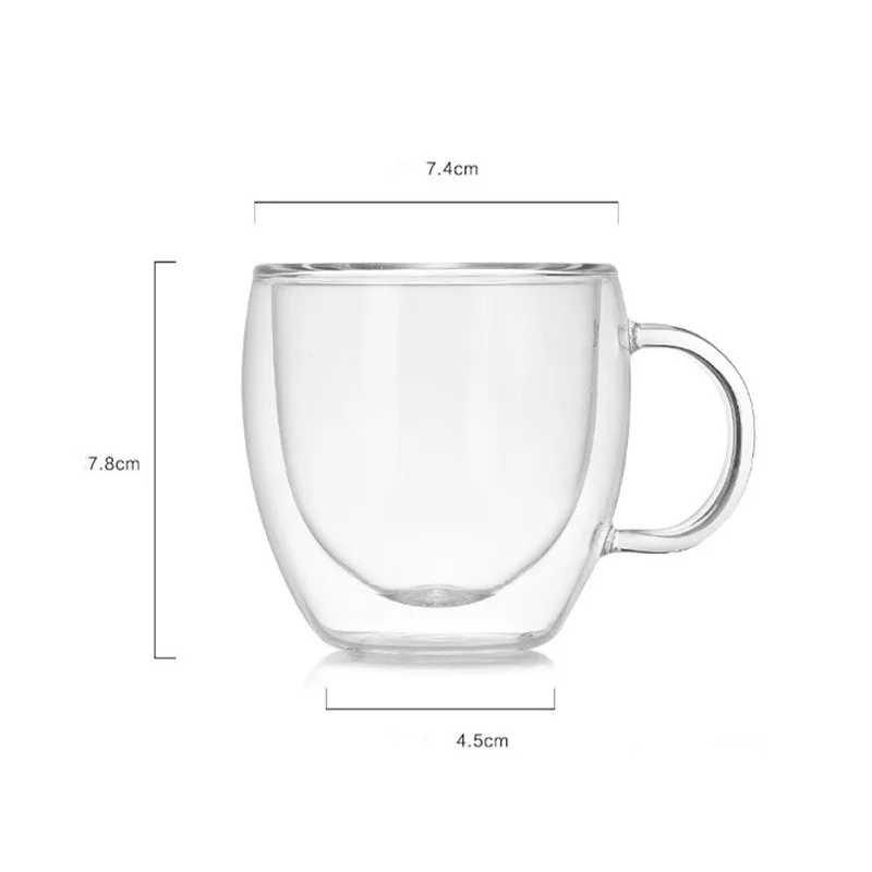 150 ml komplet kavnih skodelic, čajne skodelice, ročno izdelane kreativne pisarniške skodelice, toplotnoizolacijske prozorne posode za pijačo, dvojne steklene skodelice_voghion.com