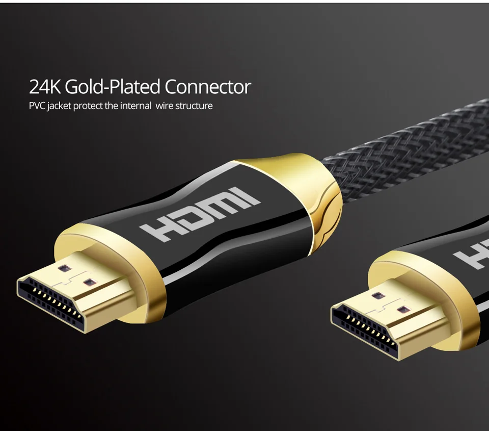 Кабель FONKEN HDMI 2,0 4K 60fps Ultra HD передача позолоченный HDMI к HDMI кабель нейлоновая оплетка для ТВ ПК ноутбук проектор