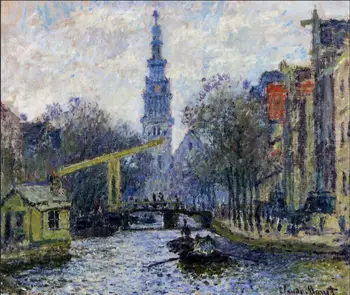 

High quality Oil painting Canvas Reproductions Canal in Amsterdam (1874) By Claude Monet hand painted