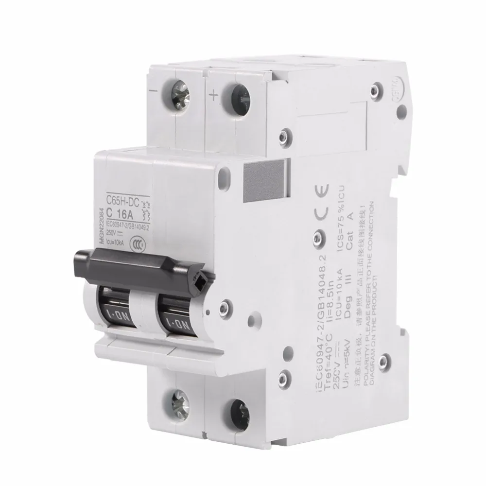 16A/ 32A/ 63A Amps Electric 2P 250V Miniature Circuit Breaker Circuit Breaker Air Switch Low voltage C65H DC for DC Systems-in Switches from Lights ...