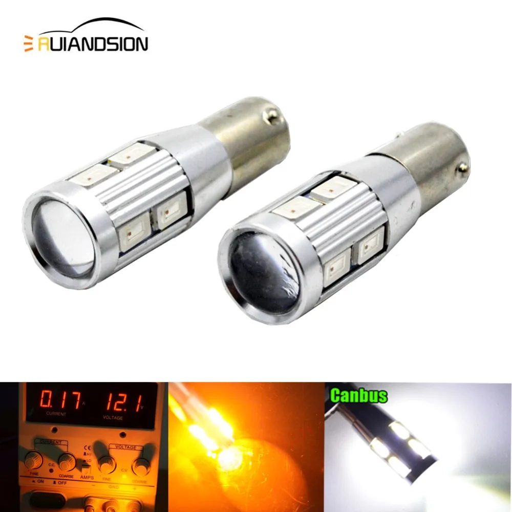 

4Pcs BAX9S H6W 8 5630+CREES LED Side Tail Parking Interior Light Bulbs Marker Reading Lamp 3000K Canbus Error Free Amber 12-24V