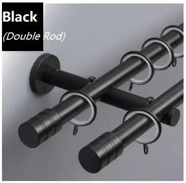 Горячая Распродажа, двойной стержень, высокое качество, Римский карниз для штор, индивидуальная длина,(Diamter-19mm, толщина: 0,8 мм - Цвет: Black(double)