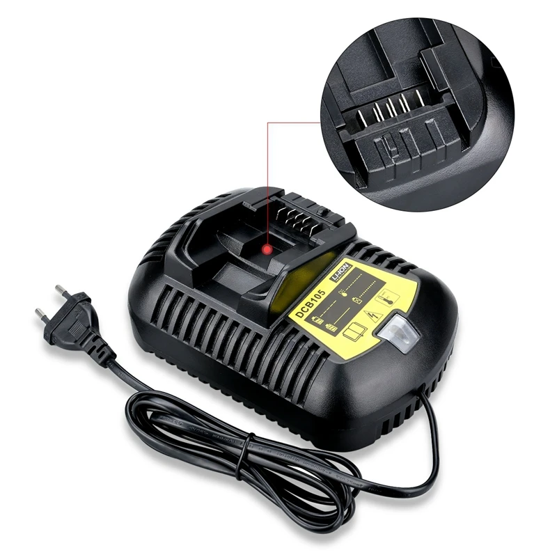 12V Max и 20V Макс литий-ионный Батарея Зарядное устройство 3A для Dewalt 10,8 V 12V 14,4 V 18V 20V Dcb101 Dcb115 Dcb107 Dcb105 Батарея штепсельная вилка европейского стандарта