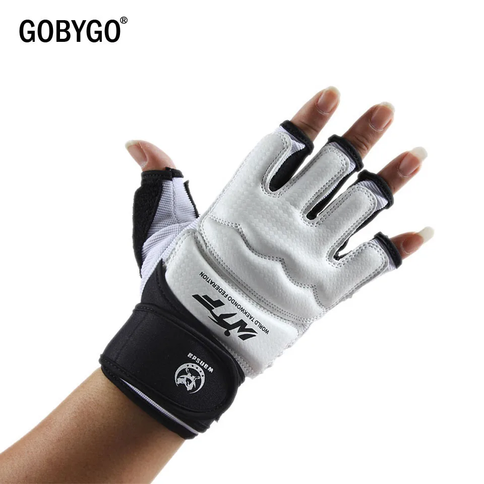 

GOBYGO Half Finger Fight Boxing Gloves Leather Protector Training for MMA Boxeo Muay Thai Kick Boxing Mitts Sanda Karate Sandbag