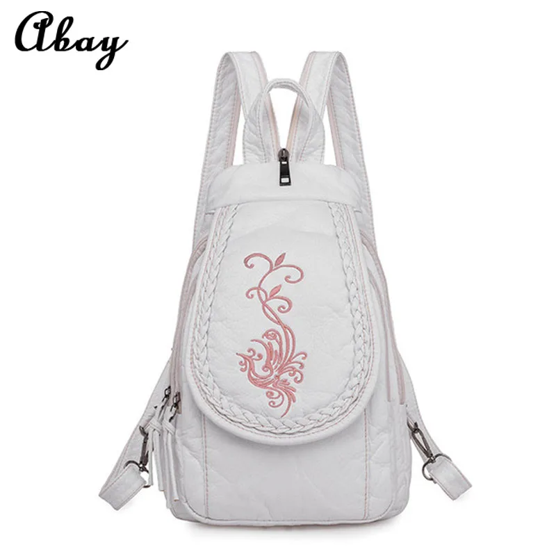 

Broderie Fleurs Femmes Sacs À Dos 2019 Mode Doux En Cuir Pu Sacs À Bandoulière pour Filles décontracté Voyage Poitrine Sac Mochi