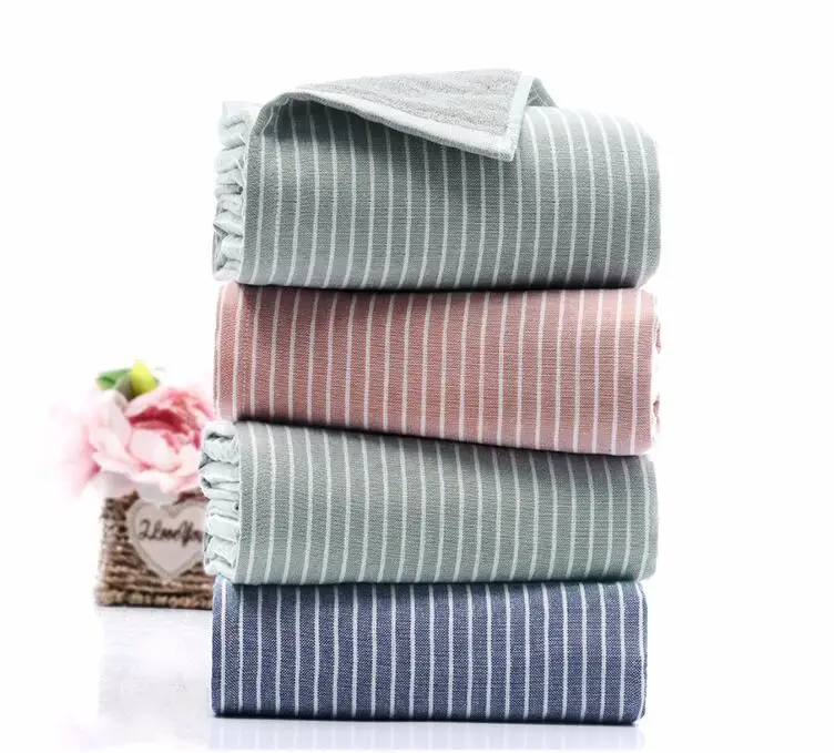 

100% Cotton Water Absorbent Couple Towel Stripes Bath Shower Towel Thick Towels Home Bathroom Hotel For Home Bathing