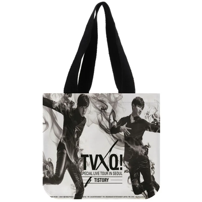 

Custom KPOP TVXQ! Tote Bag Reusable Handbag Women Cotton Canvas Shopping Bags Customize Your Images Print Gift