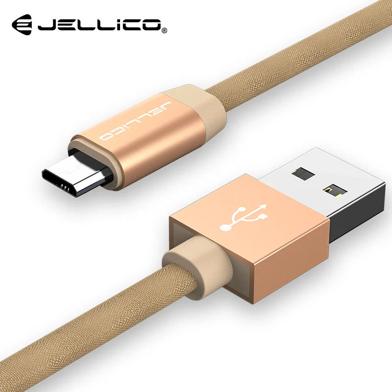 Jellico Micro USB кабель 2.4A Быстрый кабель синхронизации данных и зарядки для samsung huawei Xiaomi LG Andriod Microusb Кабели для мобильных телефонов - Цвет: Gold