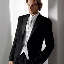 Высококачественные Черные смокинги друзей жениха с двумя пуговицами, мужские свадебные костюмы на выпускной(пиджак+ брюки+ жилет+ галстук) K: 286