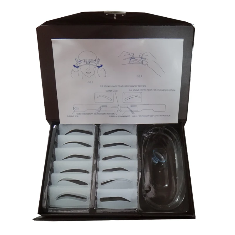 

Free Shipping 1 Set 12 Versions Eyebrow Designs Eyebrow Stencil Kit For Permanent Makeup 3D Eyebrow Beginners