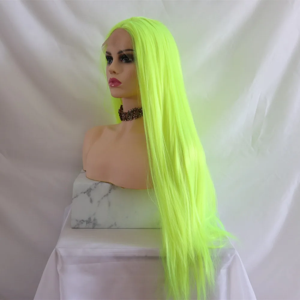 

Marquesha Yellow Long Straight Synthetic Lace Front Wigs Top Fashion Fluorescence Lace Wig For Women