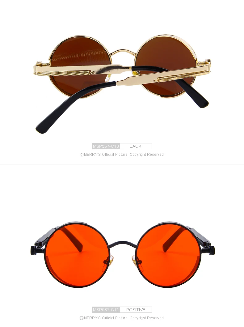 MERRYS винтажные женские солнцезащитные очки в стиле стимпанк фирменный дизайн круглые солнцезащитные очки Oculos de sol UV400