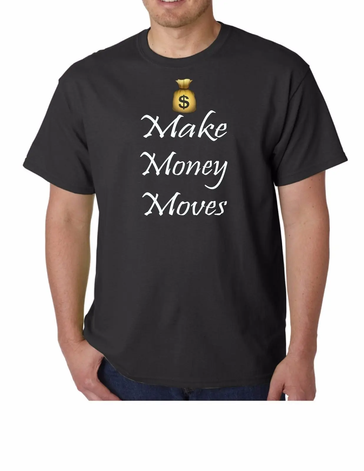 

Make Money Moves Yellow Love NYC Men's Casual O-neck Tshirts
