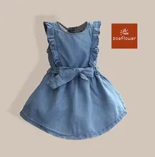 Fashion Cute Little Girl Dresses Casual Jeans Baby Girls Dress Summer Vest Belt Girls Dress Denim
