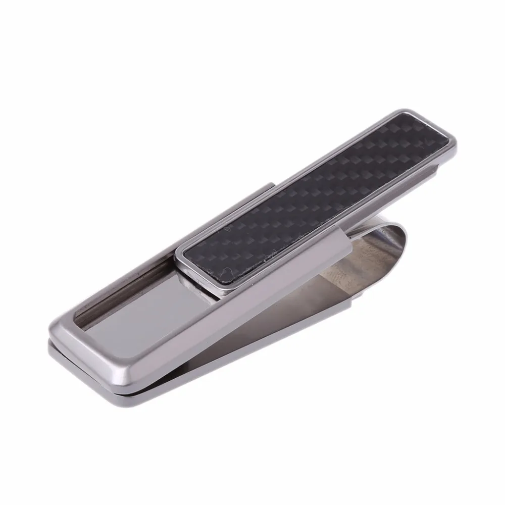 THINKTHENDO Fashion New Men's Business Wallet Stainless Steel Carbon Fiber Money Clip Credit