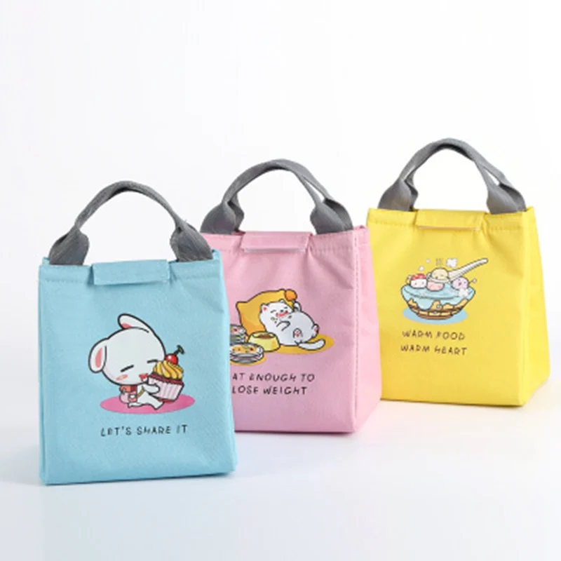 

Portable Waterproof Lunch Bag Girl Cute Cartoon Animal Insulated Cold Canvas Picnic Totes Carry Case For Kids Women Thermal Bag