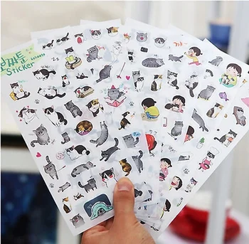 

6pcs/pack Creative PVC cute self-made summer cat stickers scrapbooking stickers /decorative sticker /DIY craft photo albums