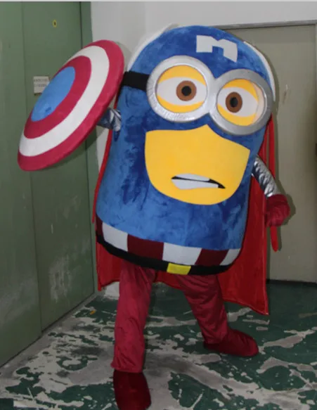 

BING RUI CO high quality Despicable me minion mascot costume for special captain America custom made adult Fast shiping