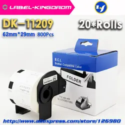 20 Rolls совместимые dk-11209 этикетки 62 мм * 29 мм совместимый для принтера брат этикетки все приходят с Пластик держатель 800 шт./roll