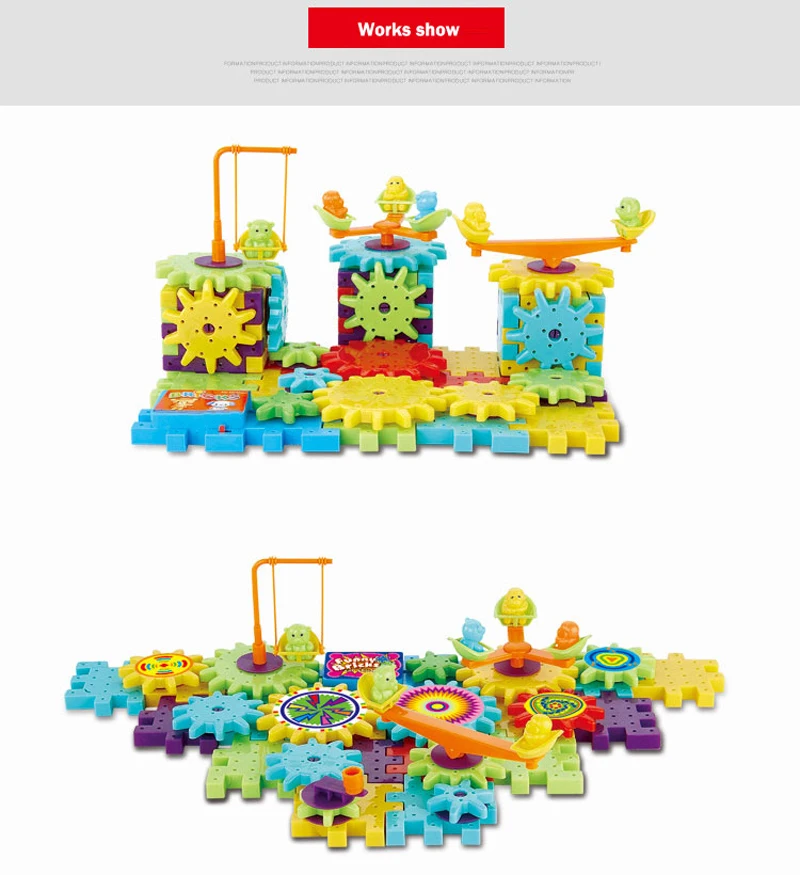 Горячее предложение 81 шт. пластик электрические шестерни 3D Строительные блоки наборы DIY кирпичи развивающие игрушки для детей