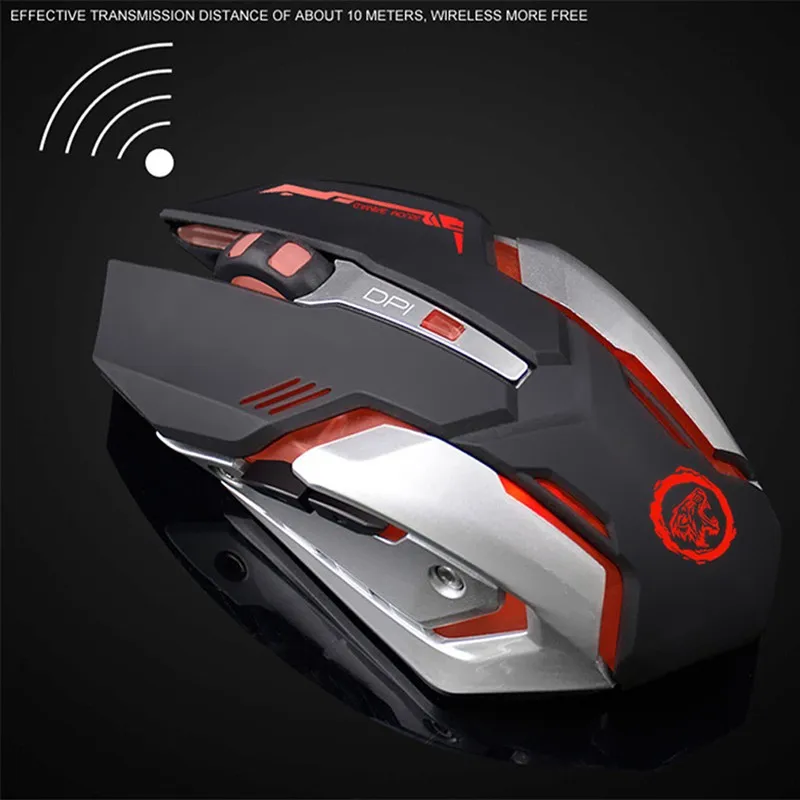 Promotion Rechargeable Silent Wireless Mouse 2400DPI PC USB Optical Ergonomic Gaming Game Mouse Pro Gamer Computer Mice DN001