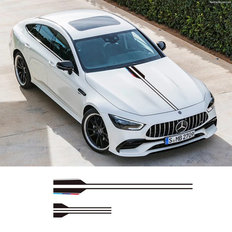Виниловые наклейки на голову для автомобиля 1 шт. в полоску Mercedes Benz AMG A C E G Class Concept