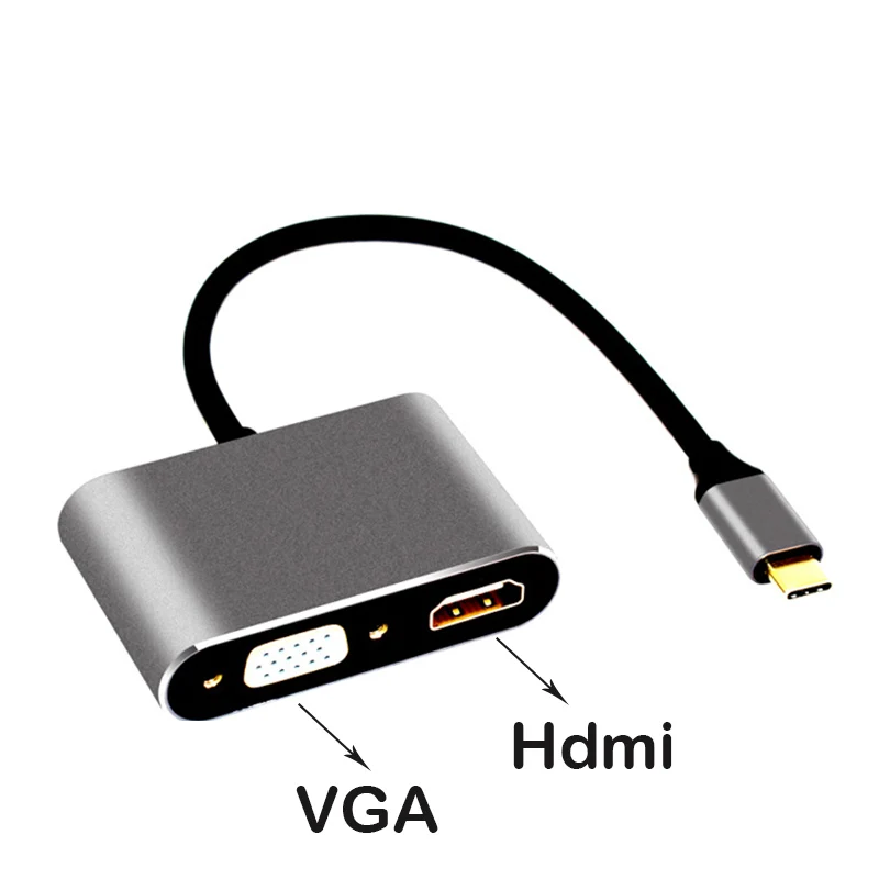 USB C адаптер HDMI VGA Тип C на Hdmi 4 к VGA 1080 P для Macbook Тип c на HDMI для huawei Matebook Mate10 P20 Xiaomi samsung S8